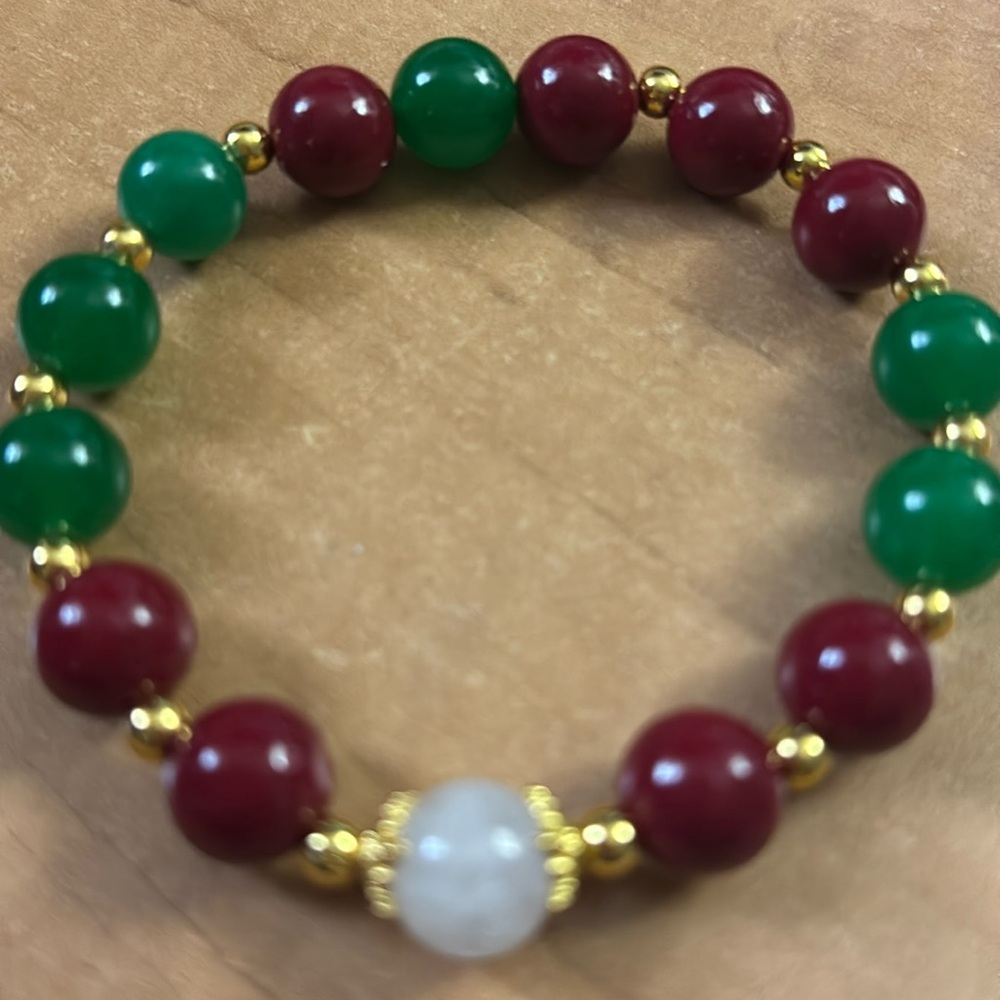 #130 Red Cinnabar Jade Bracelet 10mm